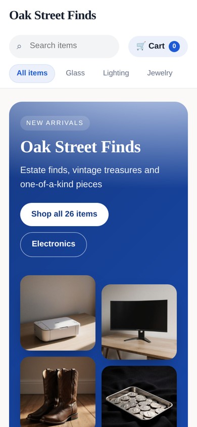 The same demo store on a phone